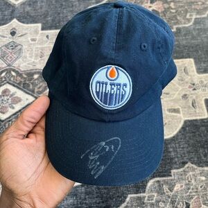 Signed Blue Oilers dad Cap